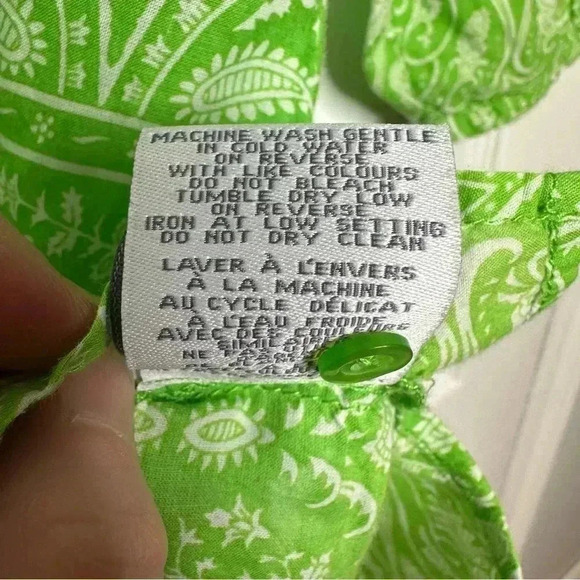 Nicole Miller Boho Style Shirt Green & White  Size Medium - Picture 11 of 16